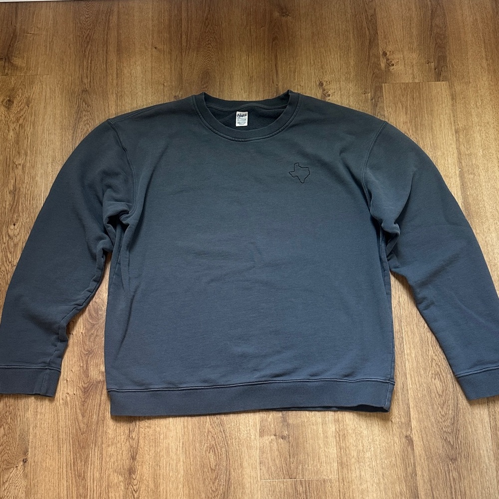 Mugsy Men's 100% Cotton Blue Gray‎ Texas Embroidered Crewneck Sweatshirt